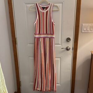 ME+EM Multicolor Striped Knit Maxi Dress - White, Pink, Orange, Yellow, Purple